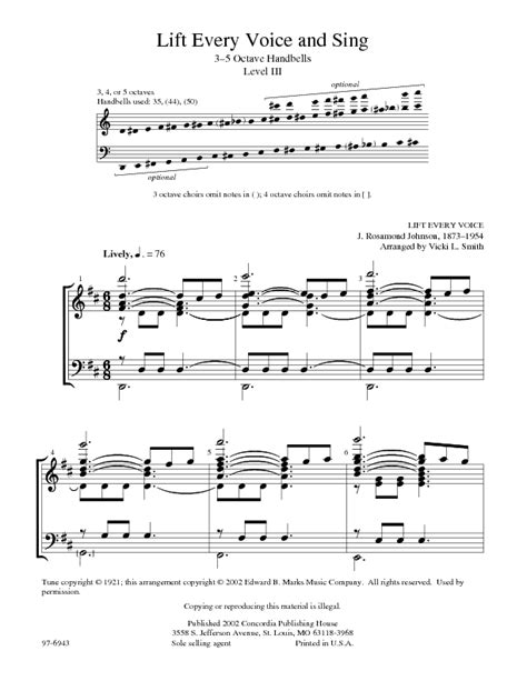 Lift Every Voice and Sing Sheet Music by Vicki Smith (SKU: 97-6943 ...