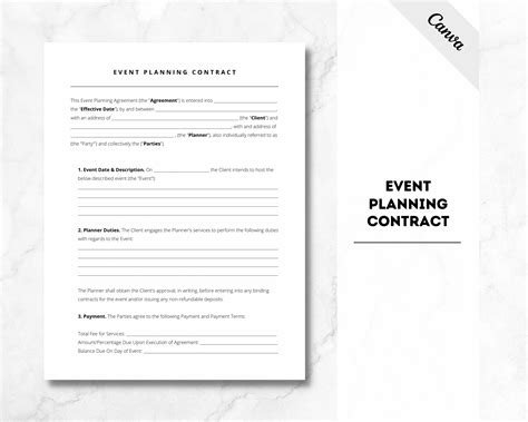 Editable Event Planner Contract Template Event Planner Agreement