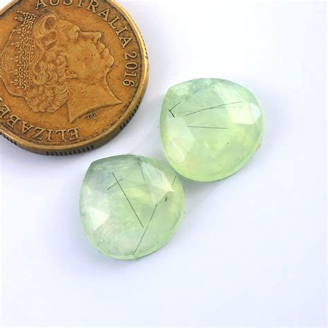 X X Mm Rutilated Prehnite Pair Prehnite Heart Shape Pair Prehnite