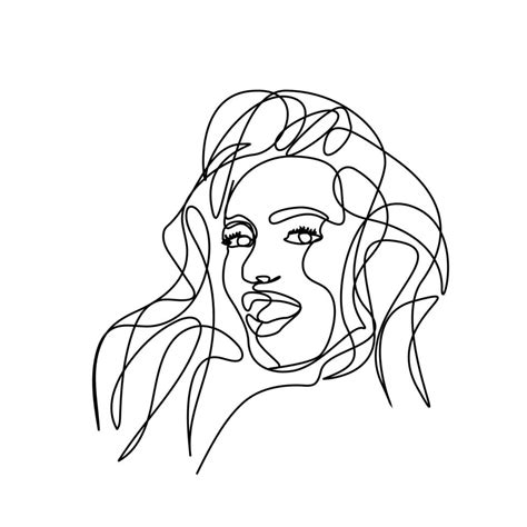 Abstract Woman Face One Line Drawing Portret Minimalistic Style Continuous Line 6637731