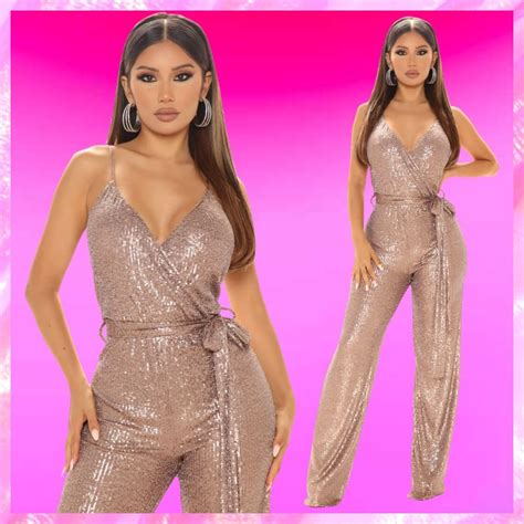 Vegas Ready Sparkle Bronze Sequin Jumpsuit Beach Babe Bikini