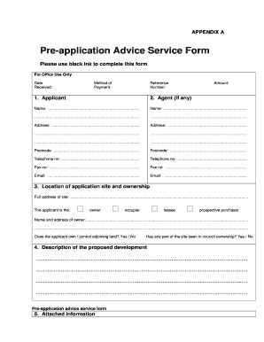 Fillable Online Pre Application Advice Service Form South Oxfordshire