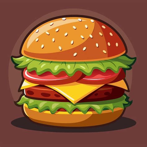 Premium Vector A Drawing Of A Hamburger With Cheese And Meat