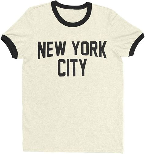 New York City Ringer Tee T Shirt Retro Style Men S Shirt Natural Black