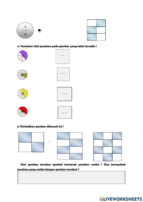 Pecahan Pecahan Senilai Interactive Worksheet Live Worksheets