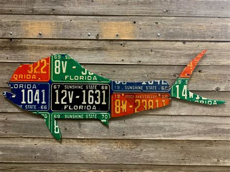 Florida Antique Mahi Mahi License Plate Art Tailwaters Fly Fishing