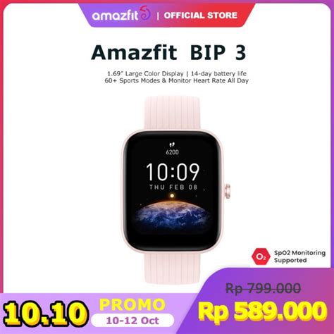 Jual Amazfit Bip 3 Smartwatch 1 69 Ultra Large Color Display 50 Watch