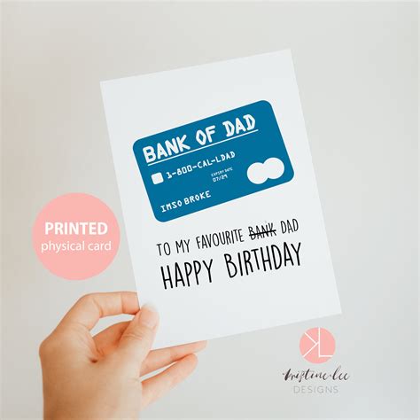 Funny Birthday Card, Bank of Dad, Dad Birthday Card, Happy Birthday ...