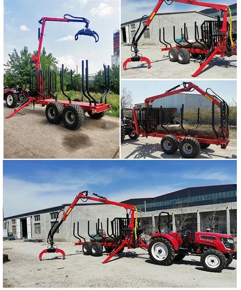 Farm Trailer Pto Hydraulic Timber Loading Log Trailer 4wd Yuchai Engine