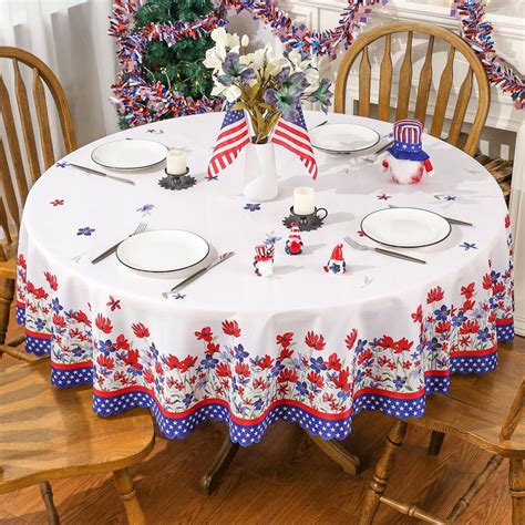 Siilues 4th Of July Tablecloth 70 X 70 Inches Round Memorial Day Deocr