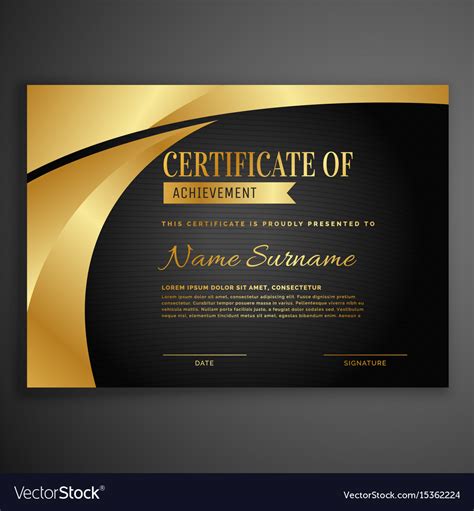 Luxury Dark Certificate Design Template Royalty Free Vector