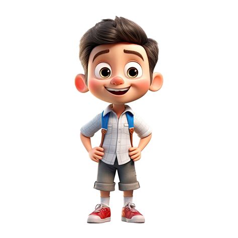 Cute cartoon boy student character on transparent background ...