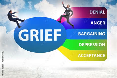 Concept of five stages of grief with businessman Stock Photo | Adobe Stock