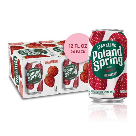 Poland Spring Sparkling Water Summer Strawberry 12 Oz Cans 24 Count