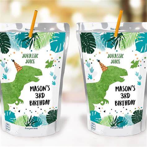 Editable Dinosaur Capri Sun Labels Juice Pouch Labels Dino Boy Etsy