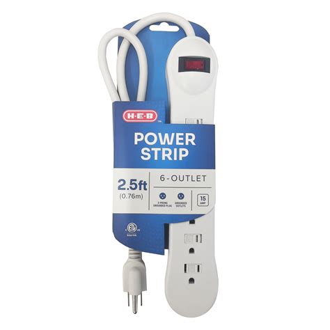 H E B 6 Outlet Indoor Power Strip Shop Extension Cords At H E B