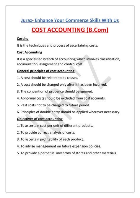 Solution Cost Accounting Theory Short Notes By Juraz Bcom Studypool