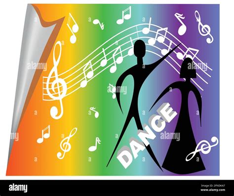 Disco Billboard With Man And Woman Silhouette On Rainbow Background