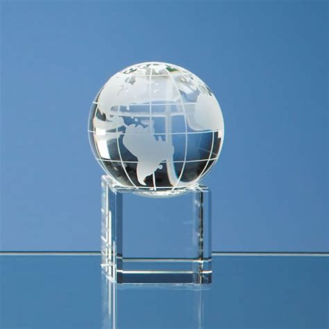 Engraved Crystal Globe Award 50mm Dia On Clear Base