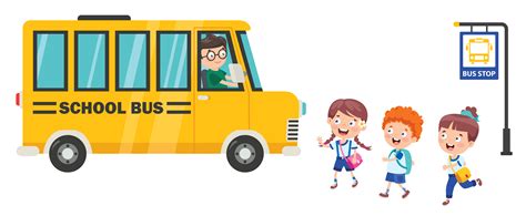 Happy Kids Walking To School Bus 1219769 Vector Art At Vecteezy