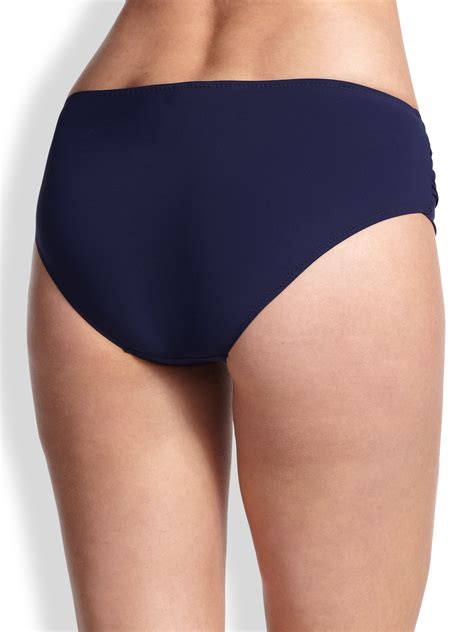 Shan Ruched Full Coverage Bikini Bottom In Blue Navy Lyst