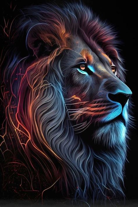 Neon Lion Face Painting Poster