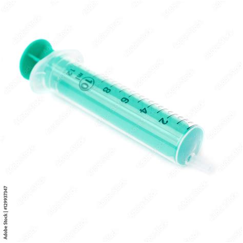 Medical syringe without needle isolated over white background Stock ...