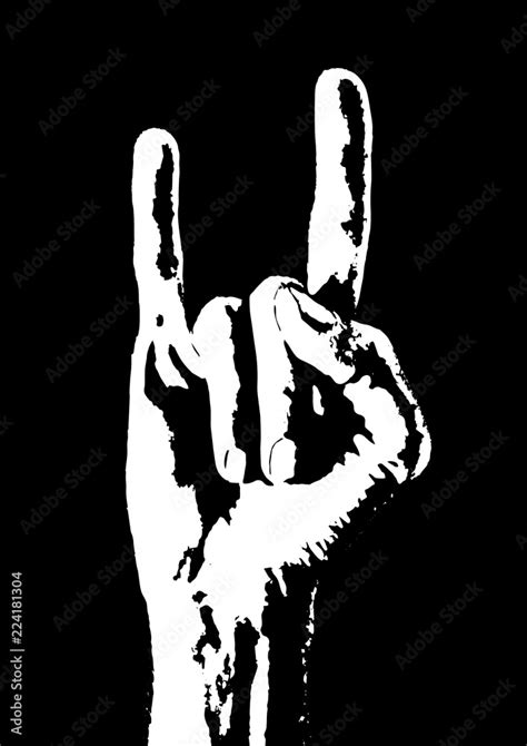 Heavy rock music hand gesture. "Horns up" heavy metal sign vector illustration. Good for posters ...