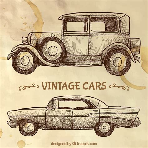 Premium Vector | Sketches of vintage cars