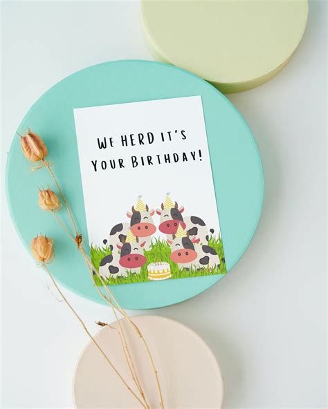 Printable Cow Birthday Card Digital Download - Etsy