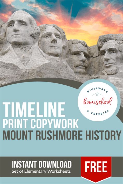 FREE Copywork Mount Rushmore Timeline | Free Homeschool Deals