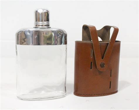 Cooper Leather And Glass Flask Vintage T For Man Mens T Brown