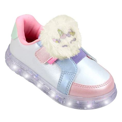 Loja De Tenis Infantil - Tênis de Led Infantil Menina Sneaker Luz Branco e Colorido - Pampili ...