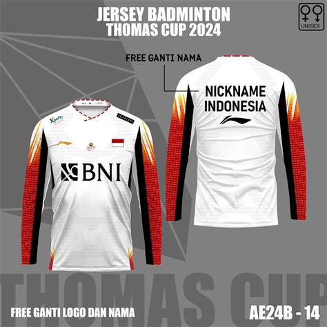 Jual Jersey Badminton Piala Thomas Uber Cup Baju Kaos Bulutangkis