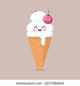 Cute Illustration Smiling Cone Ice Cream Stock Vector Royalty Free