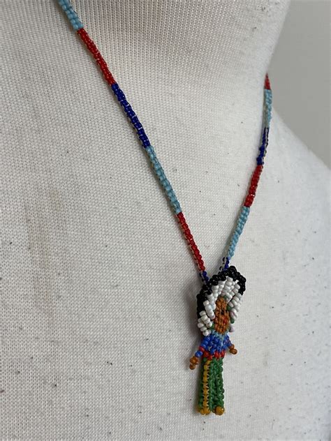 Native Seed Bead Necklace American Southwest Multicol Gem