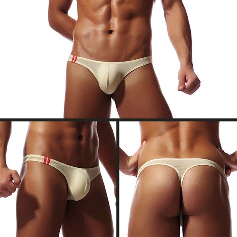 New Ice Silk Sexy Mens Bikini Swimwear Elastic Briefs Thongs G String