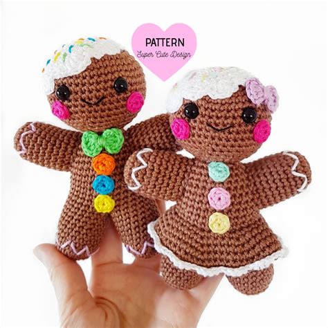 Gingerbread Man And Woman Pdf Pattern Amigurumi Crochet Etsy