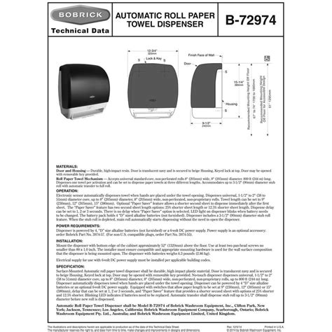 Bobrick B 72974 Plastic Automatic Universal Roll Paper Towel