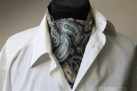 Ascot Cravat Vintage Tie Blue Ascot Menswear Acces Gem