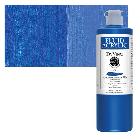 Da Vinci Fluid Acrylics Ultramarine Blue 16 Oz Bottle BLICK Art