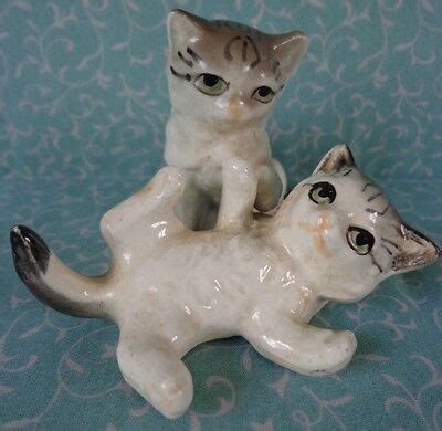 Vintage Nippon Yoko Boeki Cat Pair Kittens Gray Striped No Chips Free