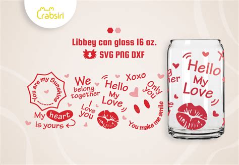 Love Phrases Libbey Glass 16oz Svg Crabsiri