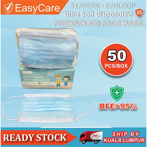 Topeng Muka 👨🏻‍🔬easycare 50pcs 3ply Face Mask Hijab Mask Head Loop Headloop Mask Adult Face Mask