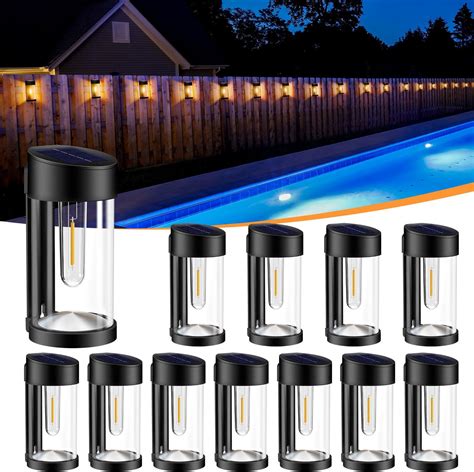 Woolmug Pack Solar Fence Lights Outdoor Metal Glass Solar Wall