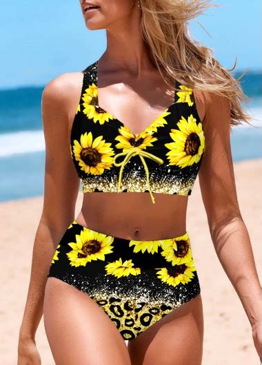 Bowknot Floral Print Yellow Bikini Set Modlily Usd