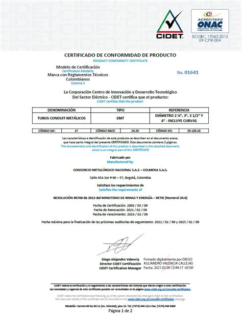 Certificados Melexa