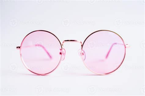 Elegant Round Rose Gold Glasses on a Soft Pink Background 43668710 ...