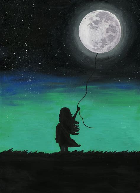 Moon Painting Whimsical Moon Art For Girls Room Fantasy Moon Wall