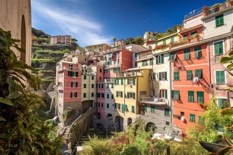 Premium AI Image | A view of the colorful houses of cinque terre